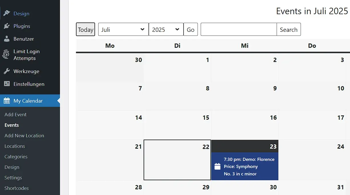 WordPress-Kalender „My Calendar“ Bild: WordPress-Kalender „My Calendar“
