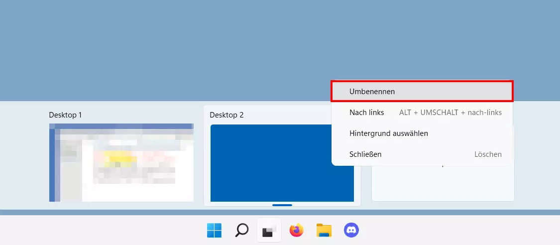 Virtuellen Desktop umbenennen in Windows 11