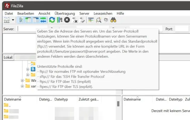 Bild: FileZilla Client