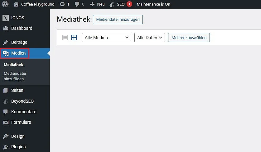 Bild: WordPress: Medien-Schaltfläche