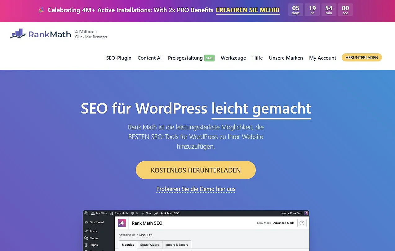 Website der WordPress-Extension Rank Math SEO Bild: Website der WordPress-Extension Rank Math SEO