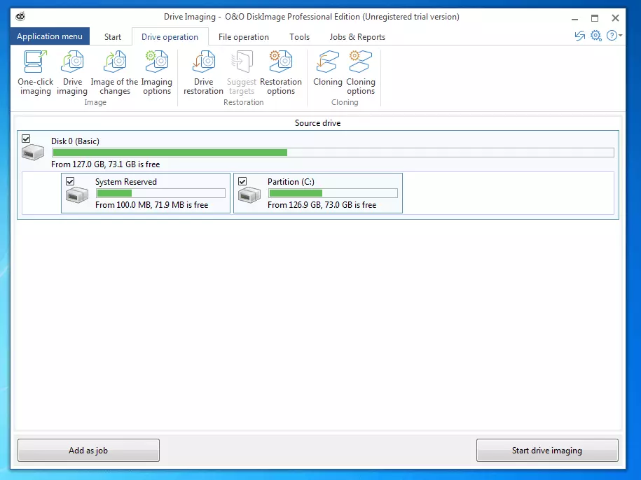 Bild: O&O DiskImage Professional 11.0: Die Funktion „Festplatten-Image erstellen“