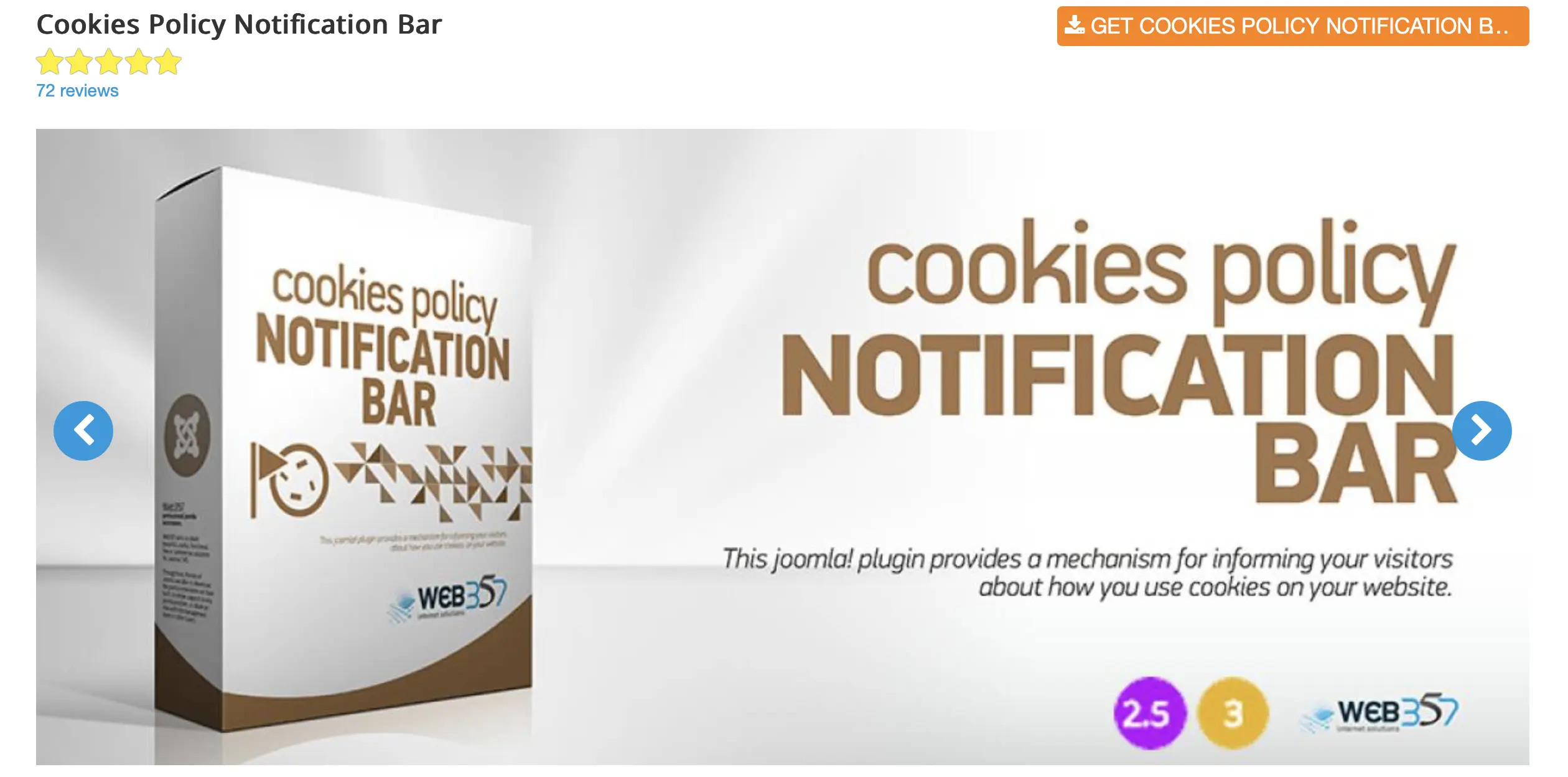 Website-Screenshot der Joomla-Erweiterung Cookies Policy Notification Bar Bild: Website-Screenshot der Joomla-Erweiterung Cookies Policy Notification Bar