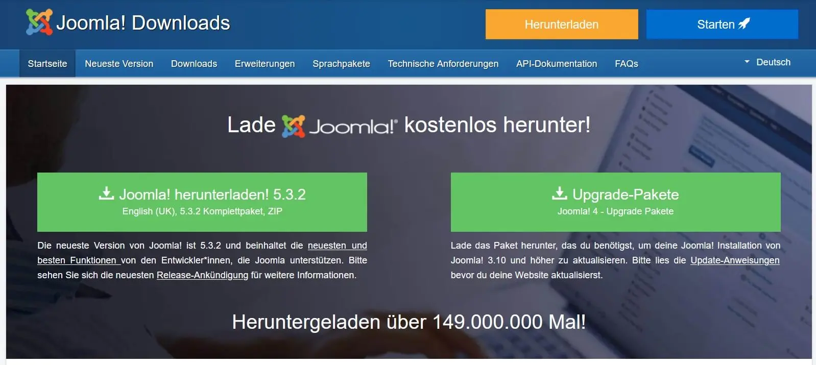Bild: Joomla-Downloadseite