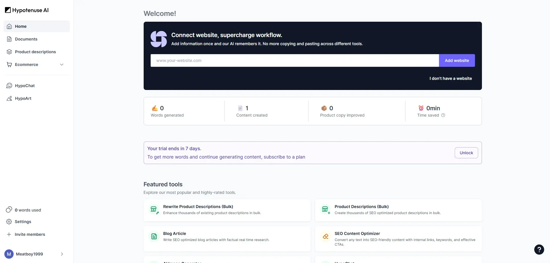 Bild: Screenshot der Benutzeroberfläche von Hypotenuse AI