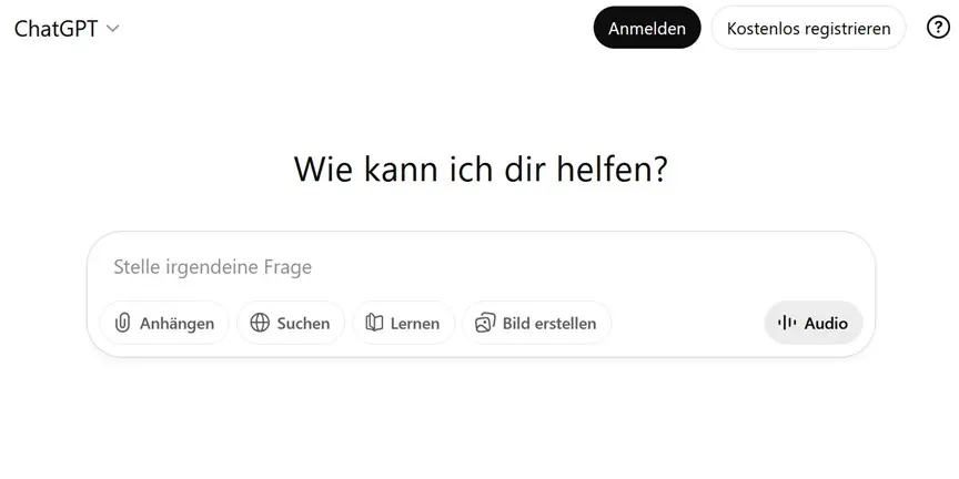 Bild: Homepage von ChatGPT
