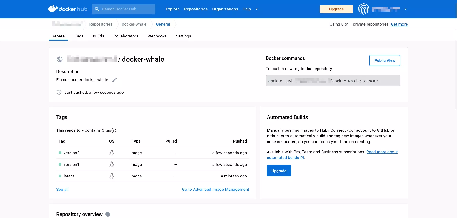 Docker-Hub: Der Reiter „Tags“ Docker-Hub: Der Reiter „Tags“