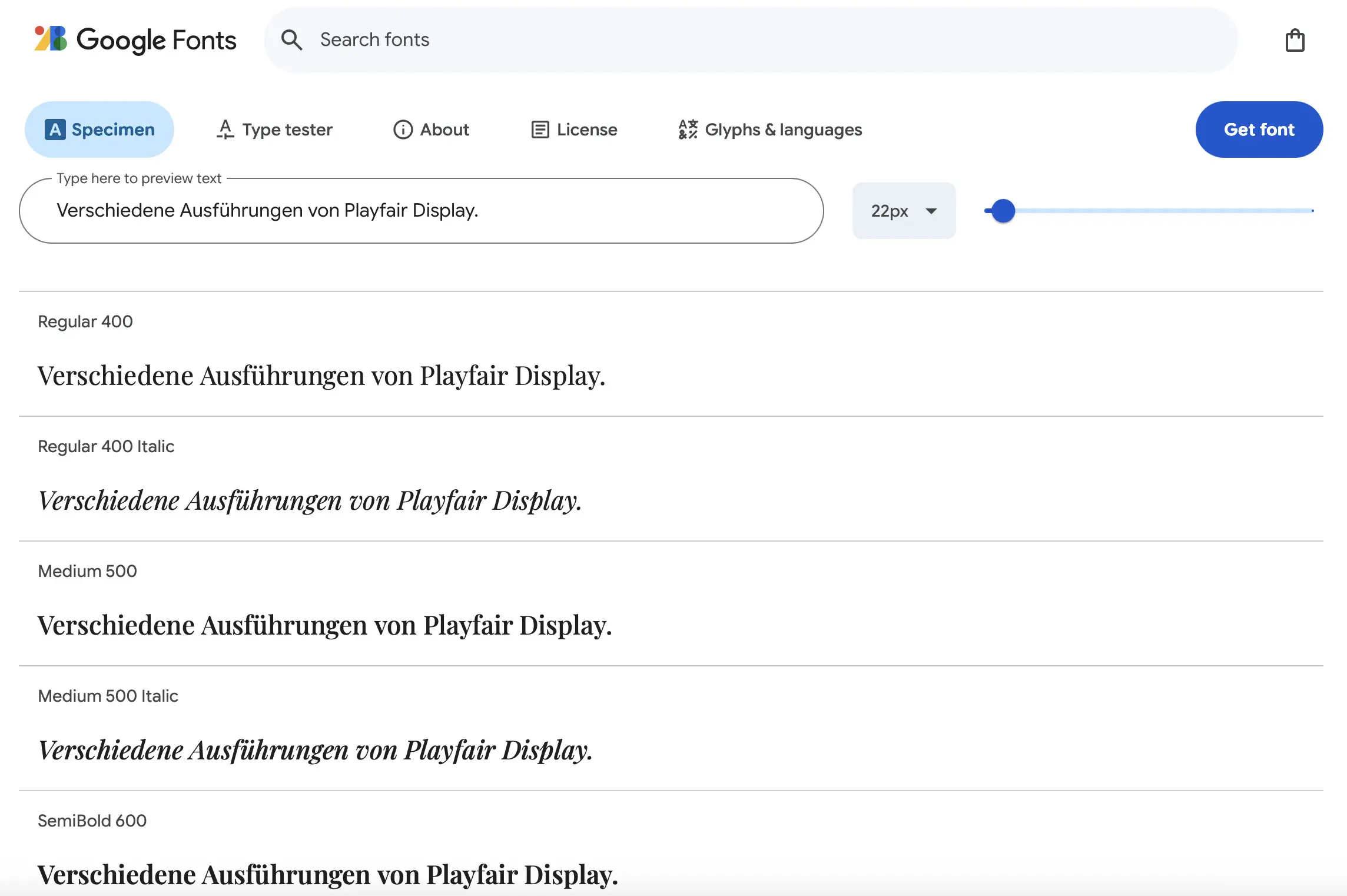 Verschiedene Ausführungen des Webfonts Playfair Display bei Google Fonts Bild: Verschiedene Ausführungen des Webfonts Playfair Display bei Google Fonts