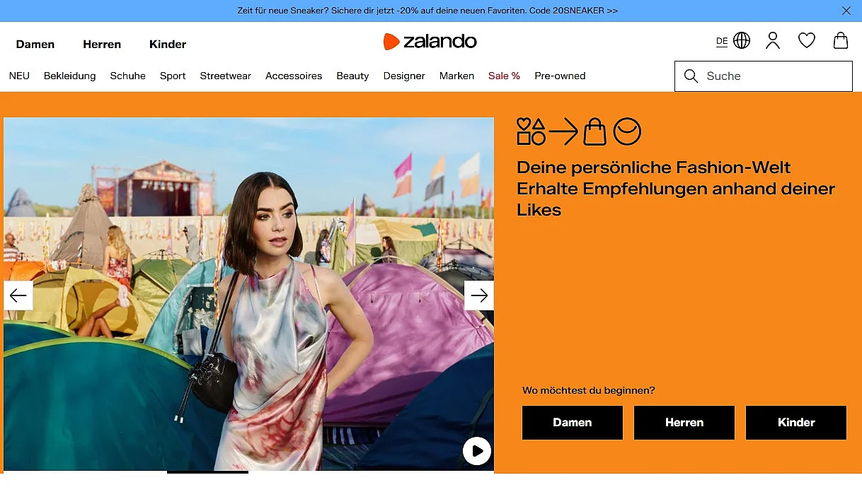 Der Onlineshop Zalando Bild: Der Onlineshop Zalando