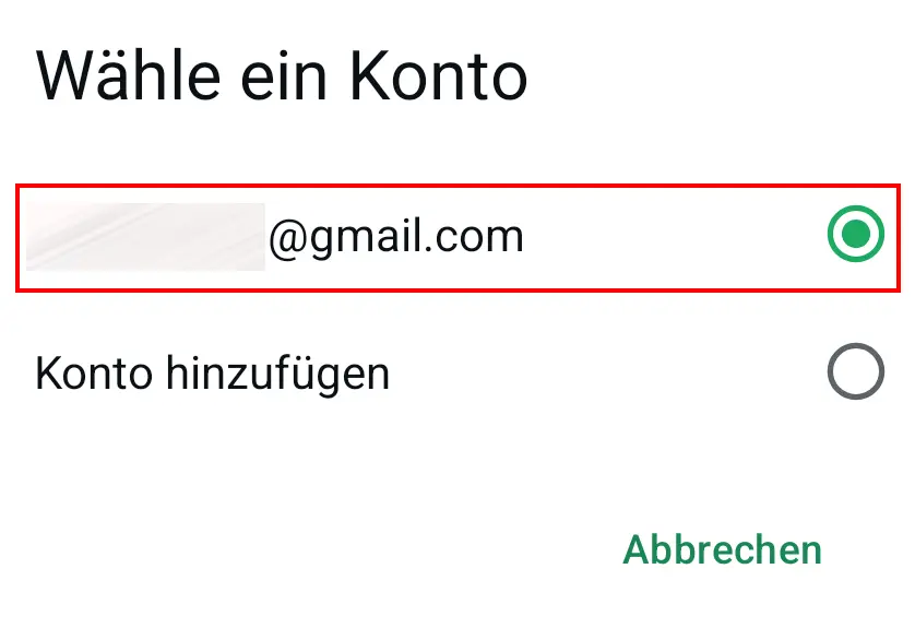 WhatsApp-Chat-Backup-Menü mit „Google-Konto“-Einstellungen Bild: WhatsApp-Chat-Backup-Menü mit „Google-Konto“-Einstellungen