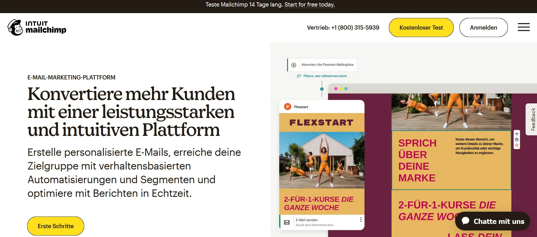 Bild: MailChimp-Homepage