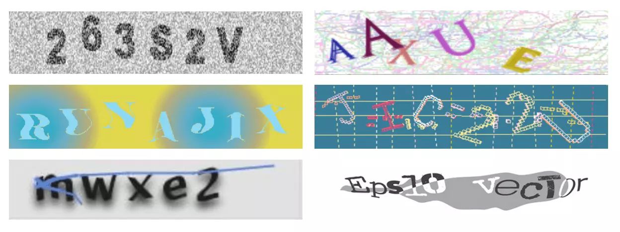 Bild: Textbasierte Captchas in der Übersicht