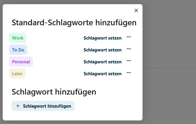 Bild: Nextcloud Mail: Schlagworte hinzufügen