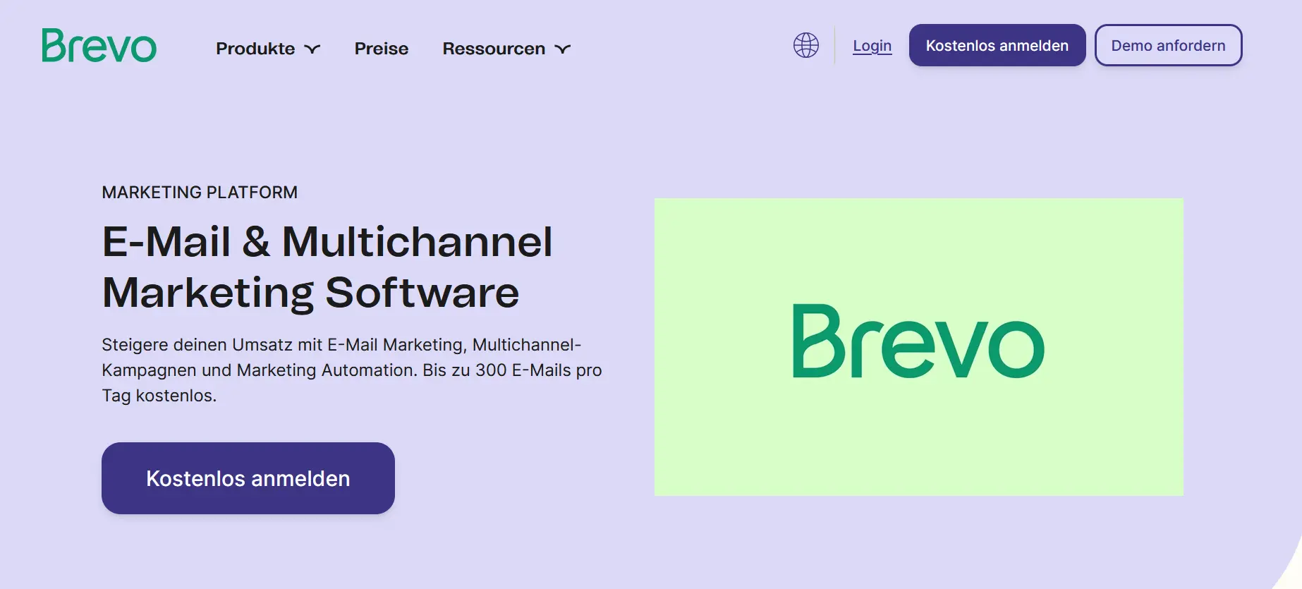 Bild: Homepage Brevo Marketing-Plattform