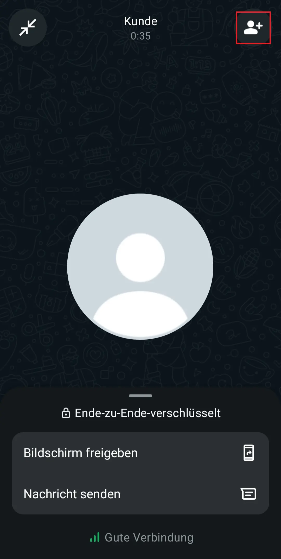 WhatsApp: Symbol zum Hinzufügen einer Person Bild: WhatsApp: Symbol zum Hinzufügen einer Person