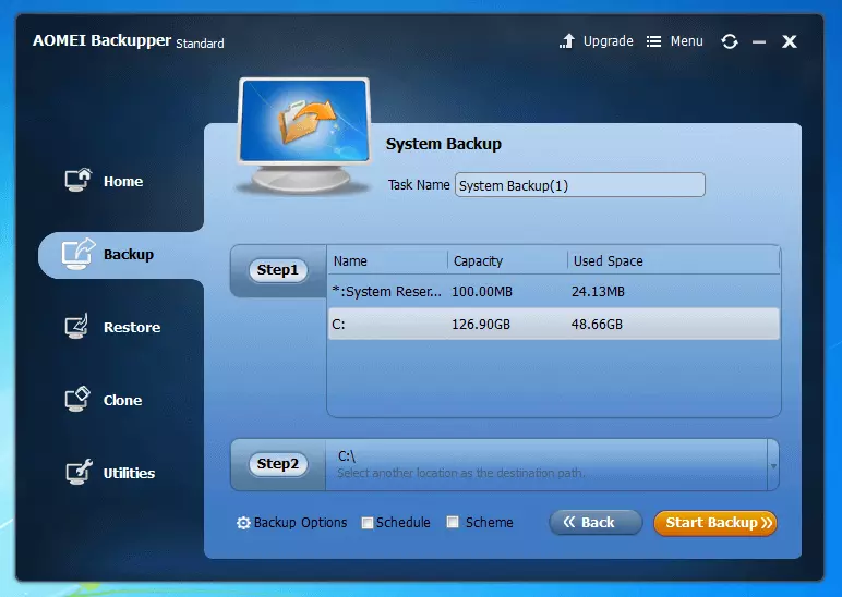 Bild: Aomei Backupper Standard 4.0.4: Backup-Setup