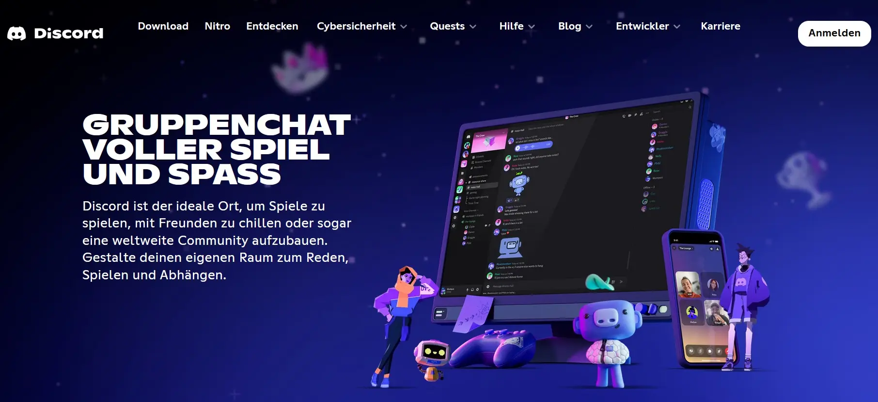Bild: Discord-Startseite