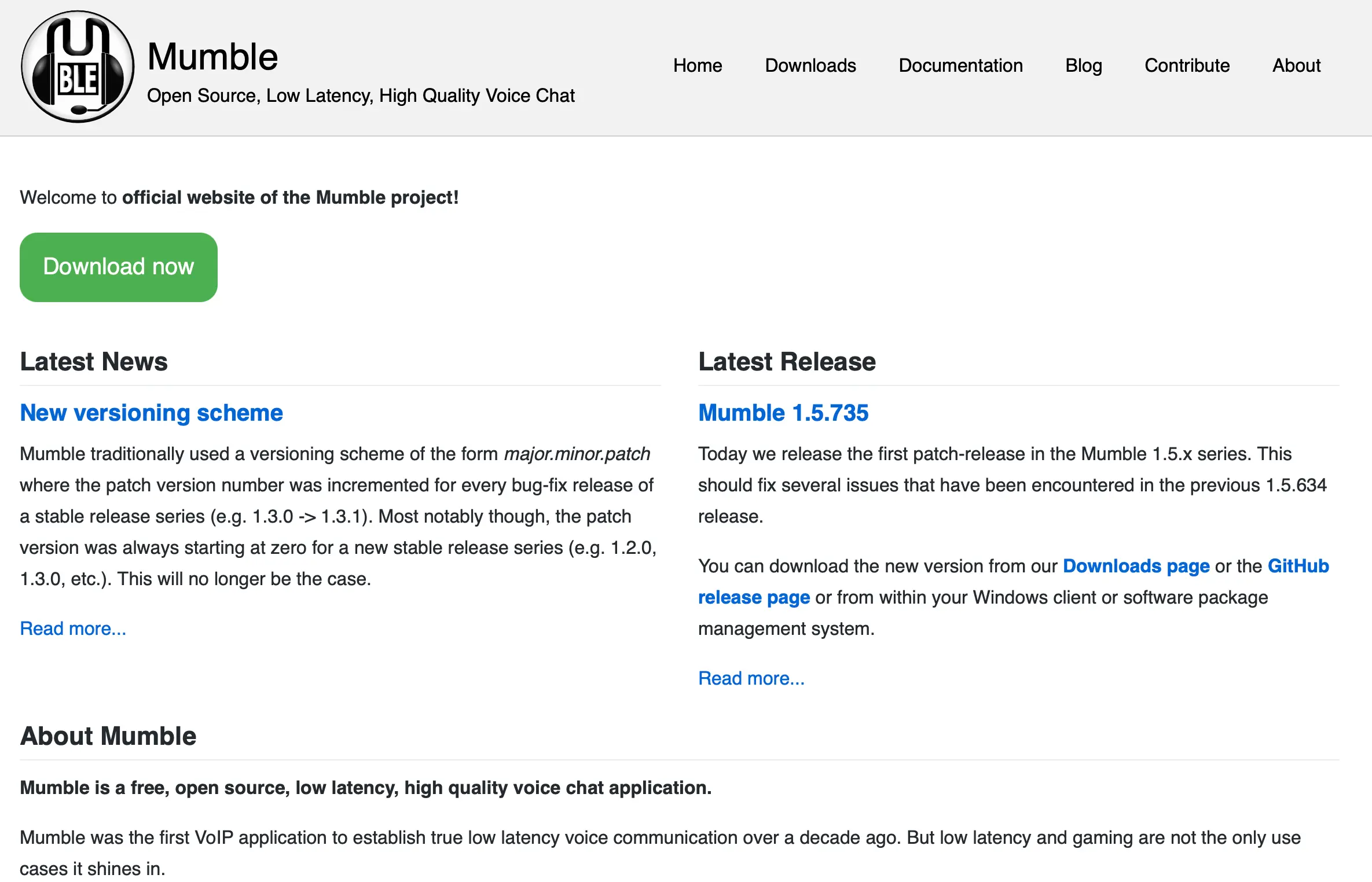 Bild: Screenshot der Mumble Website