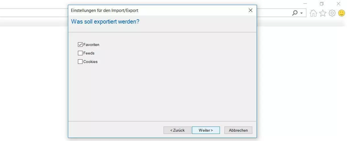Bild: Internet Explorer 11: Definition der Exportdaten