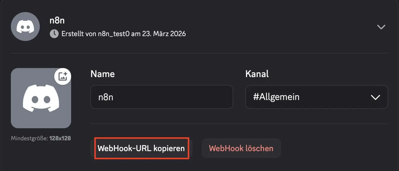 Discord: Webhook-URL kopieren Bild: Discord: Webhook-URL kopieren