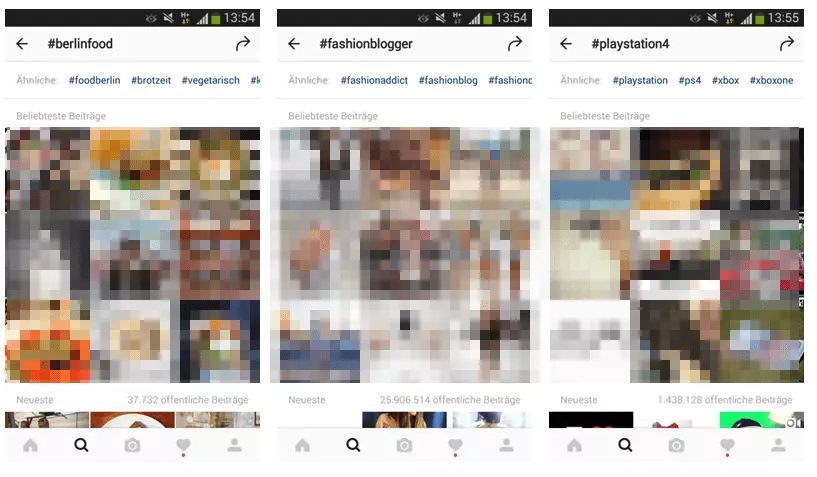 Suche nach Hashtags