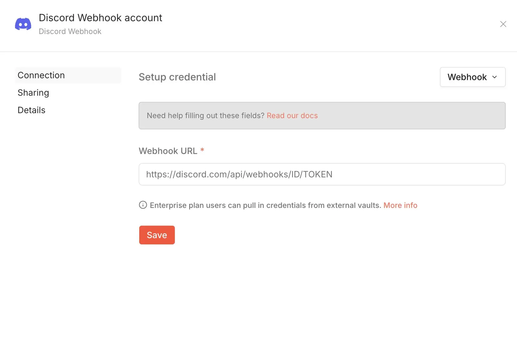 Discord-Node: Credential hinterlegen Bild: Discord-Node: Credential hinterlegen