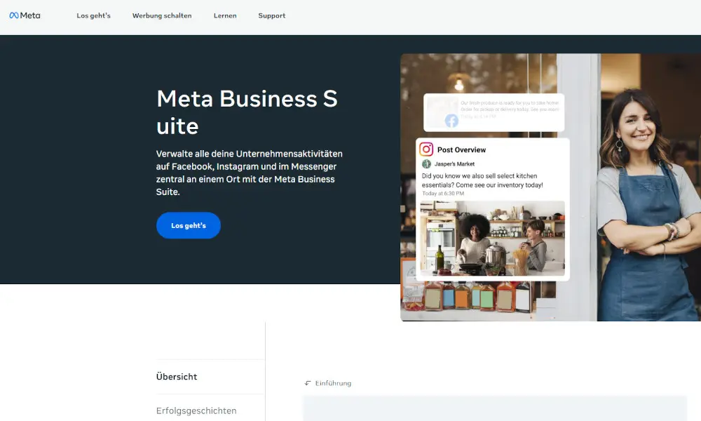 Bild: Die Startseite der Meta Business Suite
