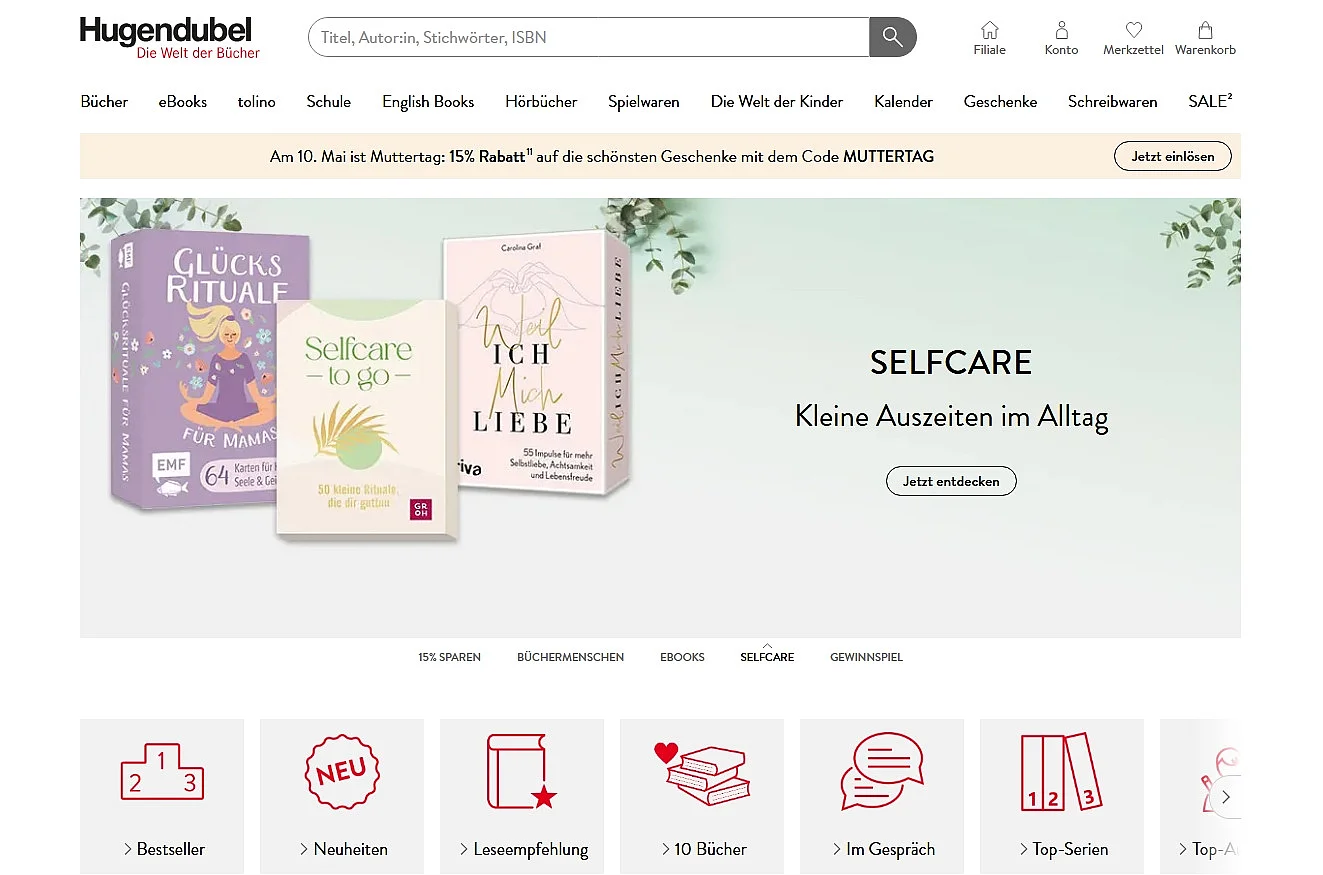 Der Hugendubel-Onlineshop Bild: Der Hugendubel-Onlineshop