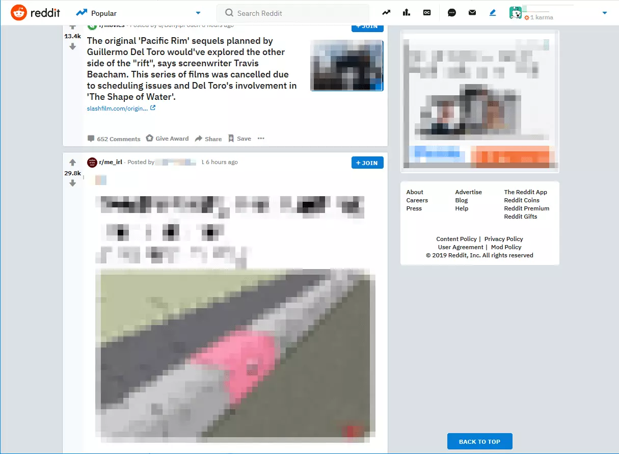 Liste der beliebten Posts auf Reddit