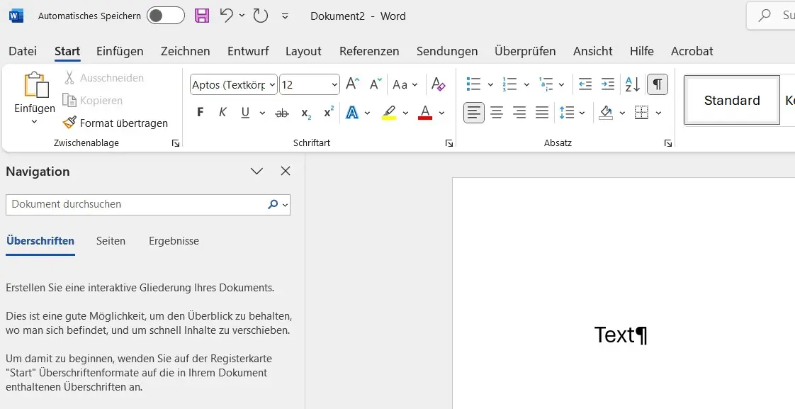 Screenshot von Microsoft Word Bild: Screenshot von Microsoft Word