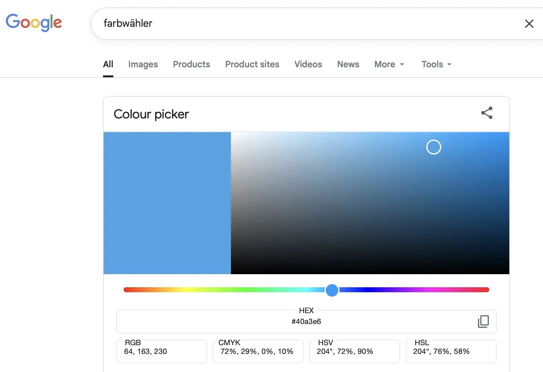 Bild: Farbw&auml;hler in der Google-Suchmaschine