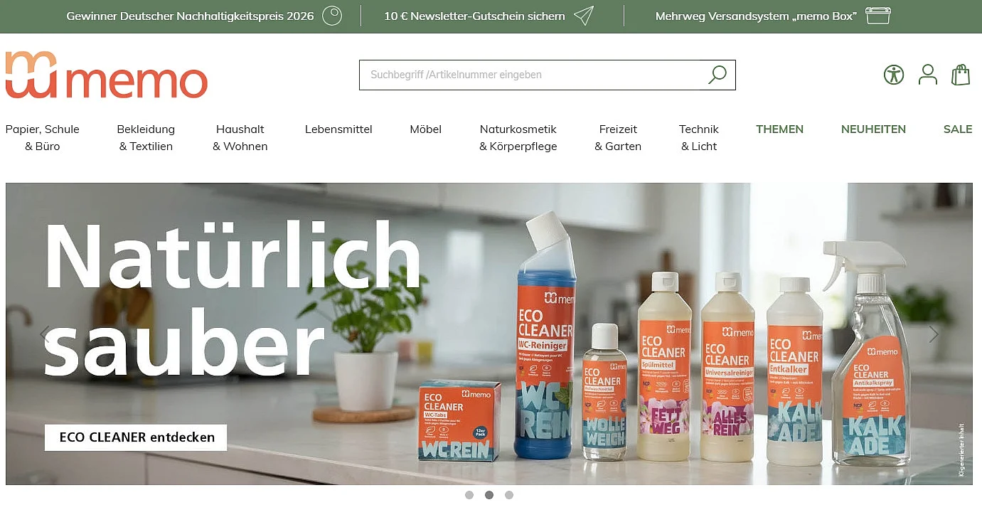 Der Onlineshop memo.de Bild: Der Onlineshop memo.de