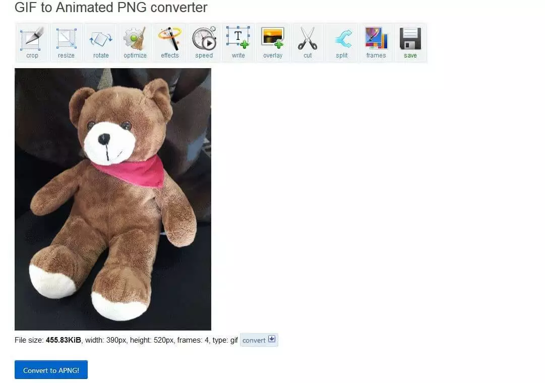 GIF-zu-APNG-Konverter auf ezgif.com