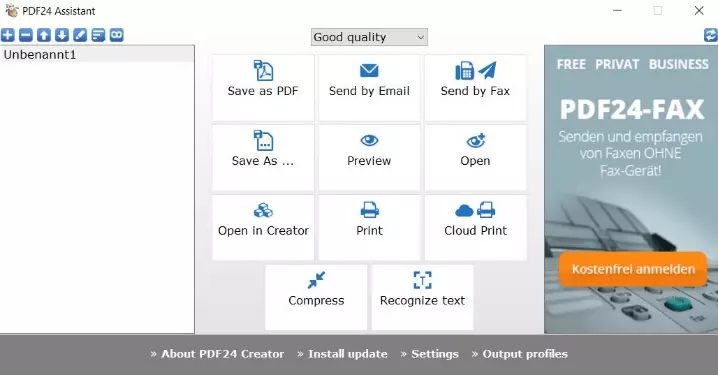 ODT zu PDF umwandeln mit PDF24 Creator