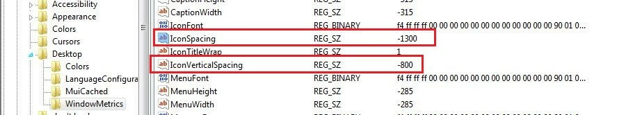 Regedit: Einträge zum Schlüssel „WindowMetrics“