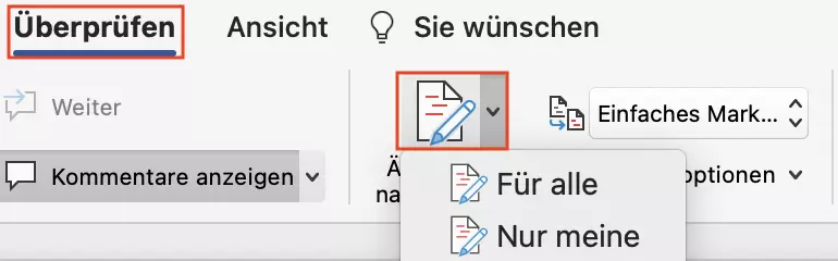 Word Änderungen verfolgen einschalten Word Änderungen verfolgen einschalten