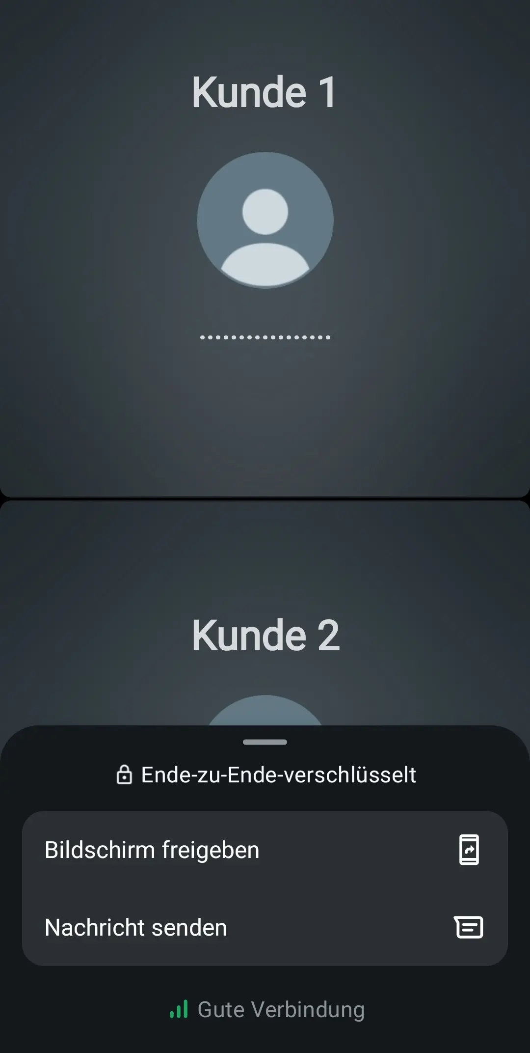 Bild: Ansicht eines laufenden WhatsApp Gruppenanrufs aus einer vorhandenen Gruppe
