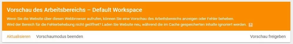 Bild: Google Tag Manager: Meldung bei aktiviertem Vorschaumodus