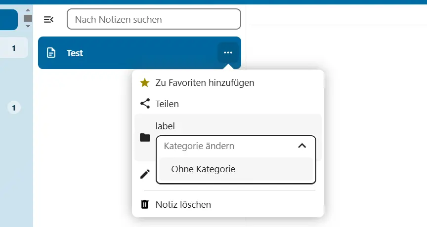 Bild: Nextcloud Notes: Kategorie ändern