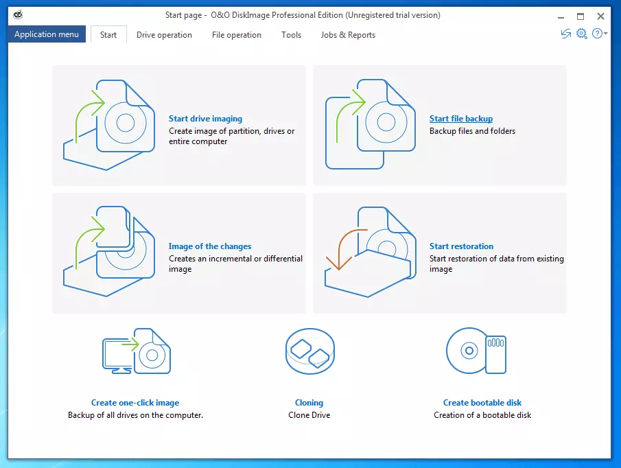 Bild: O&O DiskImage Professional 11.0: Startbildschirm des Image-Tools