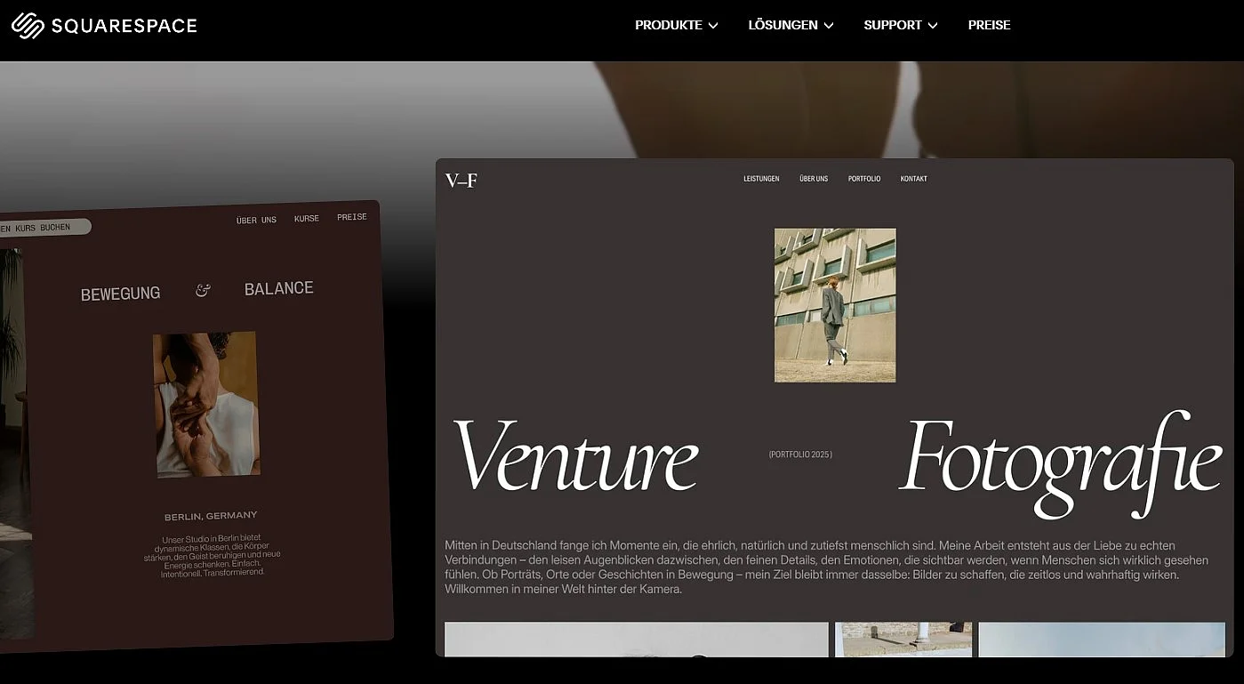 Landingpage des Squarespace Homepage-Baukastens Bild: Landingpage des Squarespace Homepage-Baukastens