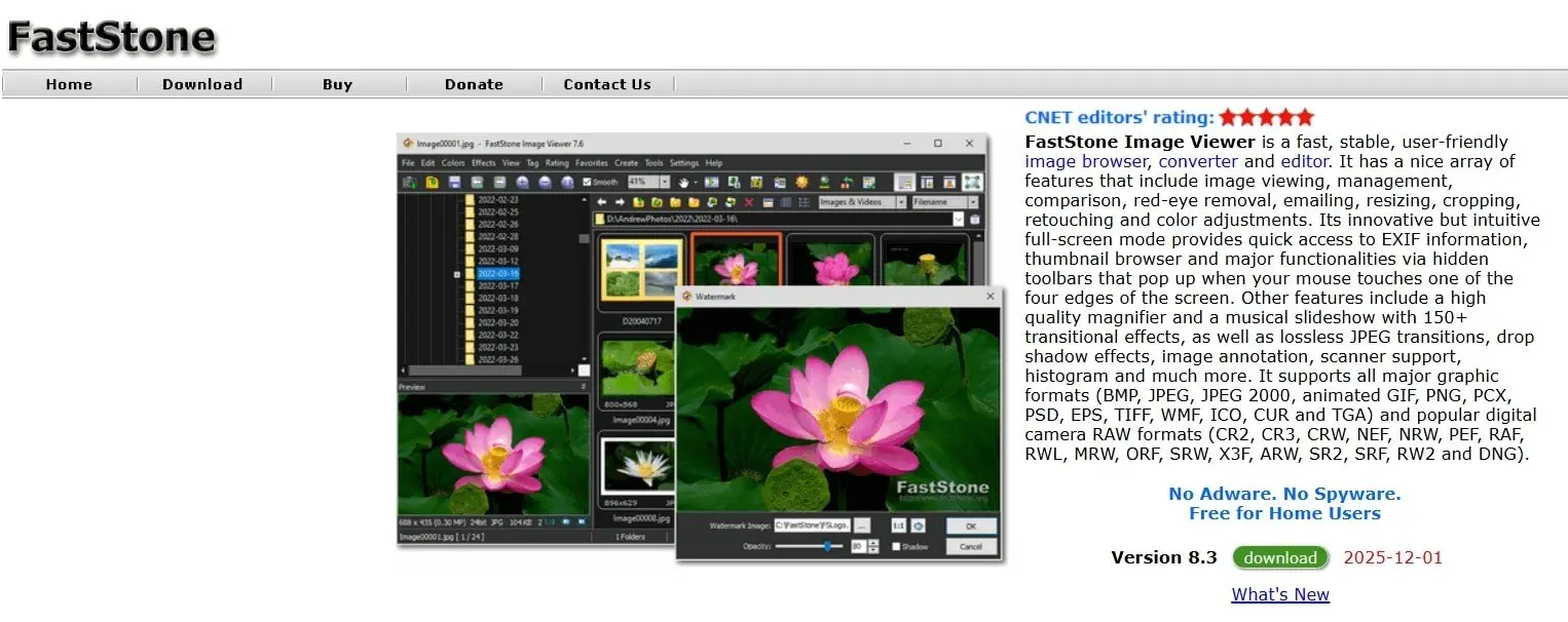 Bild: Download und Übersicht des FastStone Image Viewers