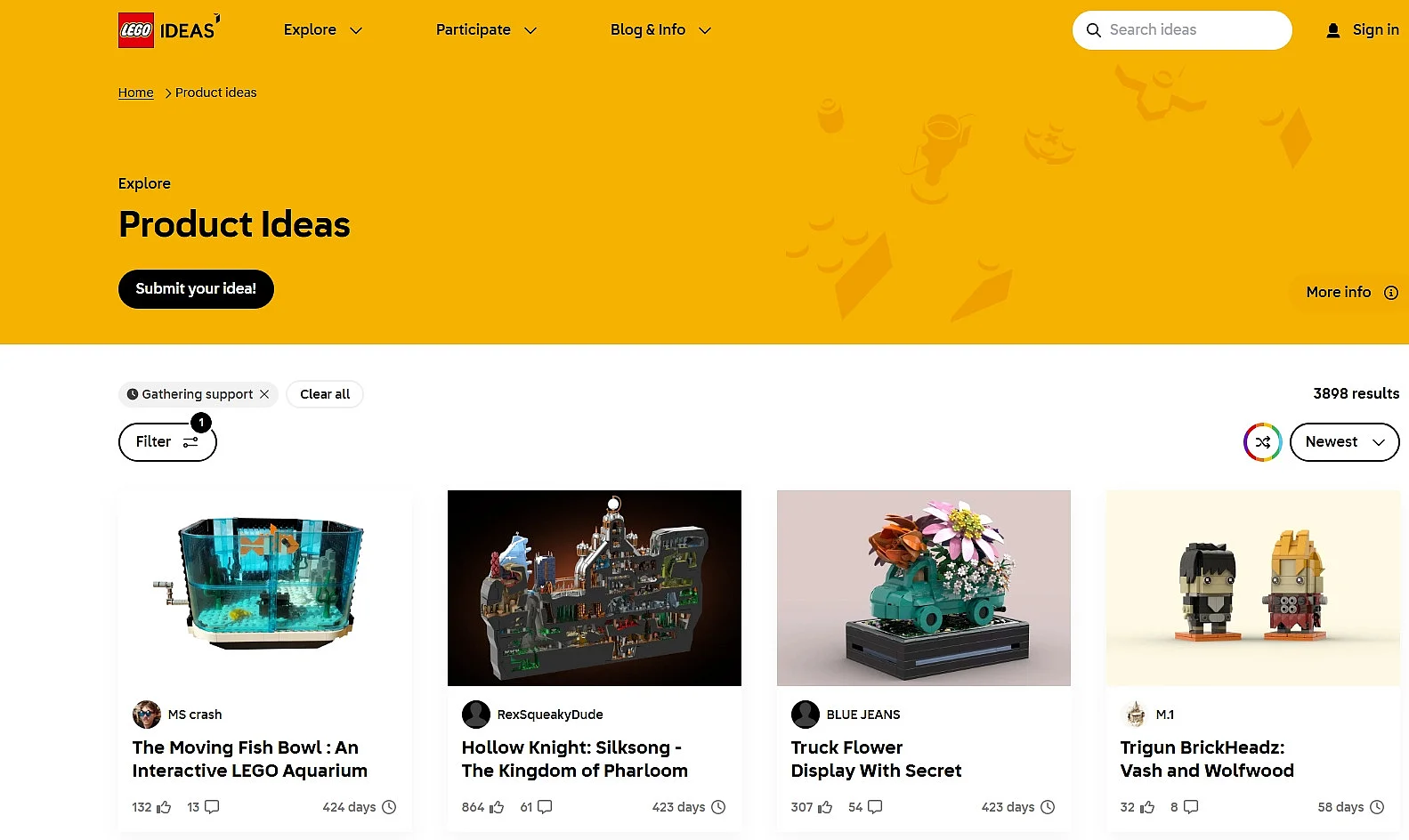 Website von LEGO Ideas Bild: Website von LEGO Ideas