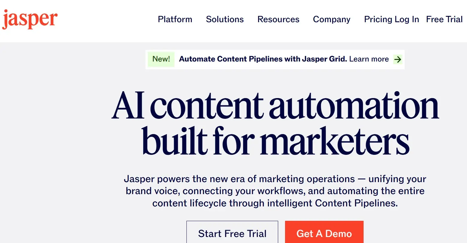 Bild: Homepage von Jasper AI