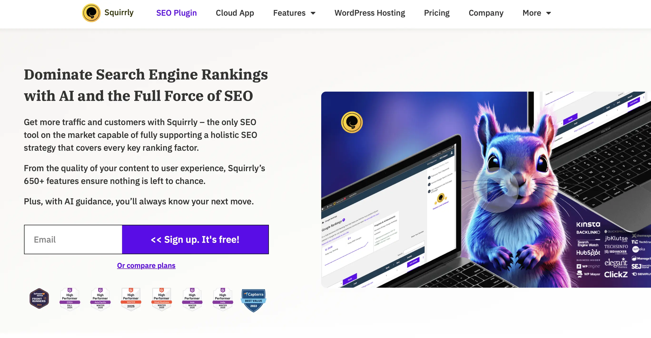 Bild: Website des WordPress-Premium-Plugins Squirrly SEO
