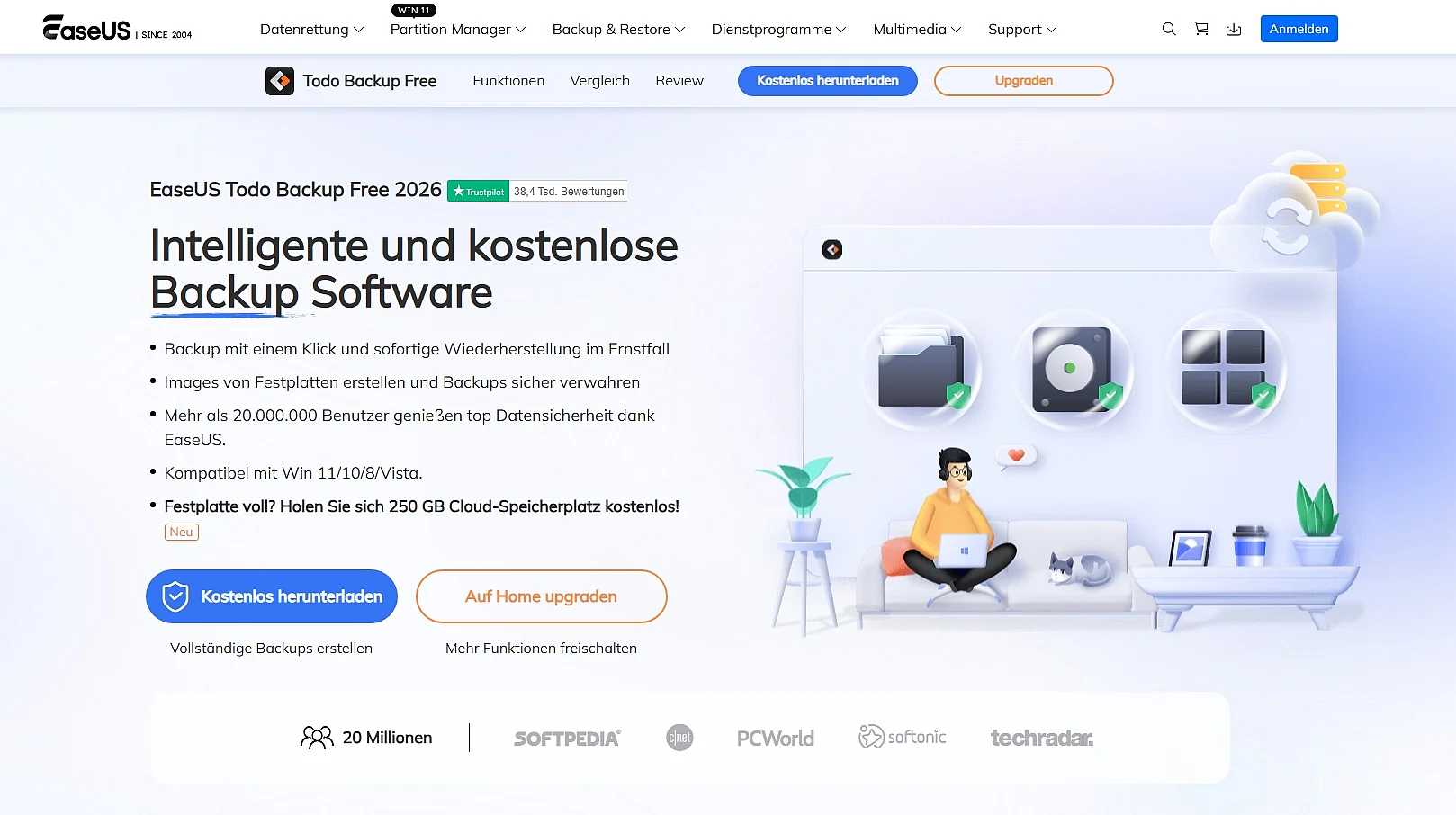 Bild: Screenshot der EaseUS Todo Backup Free Website