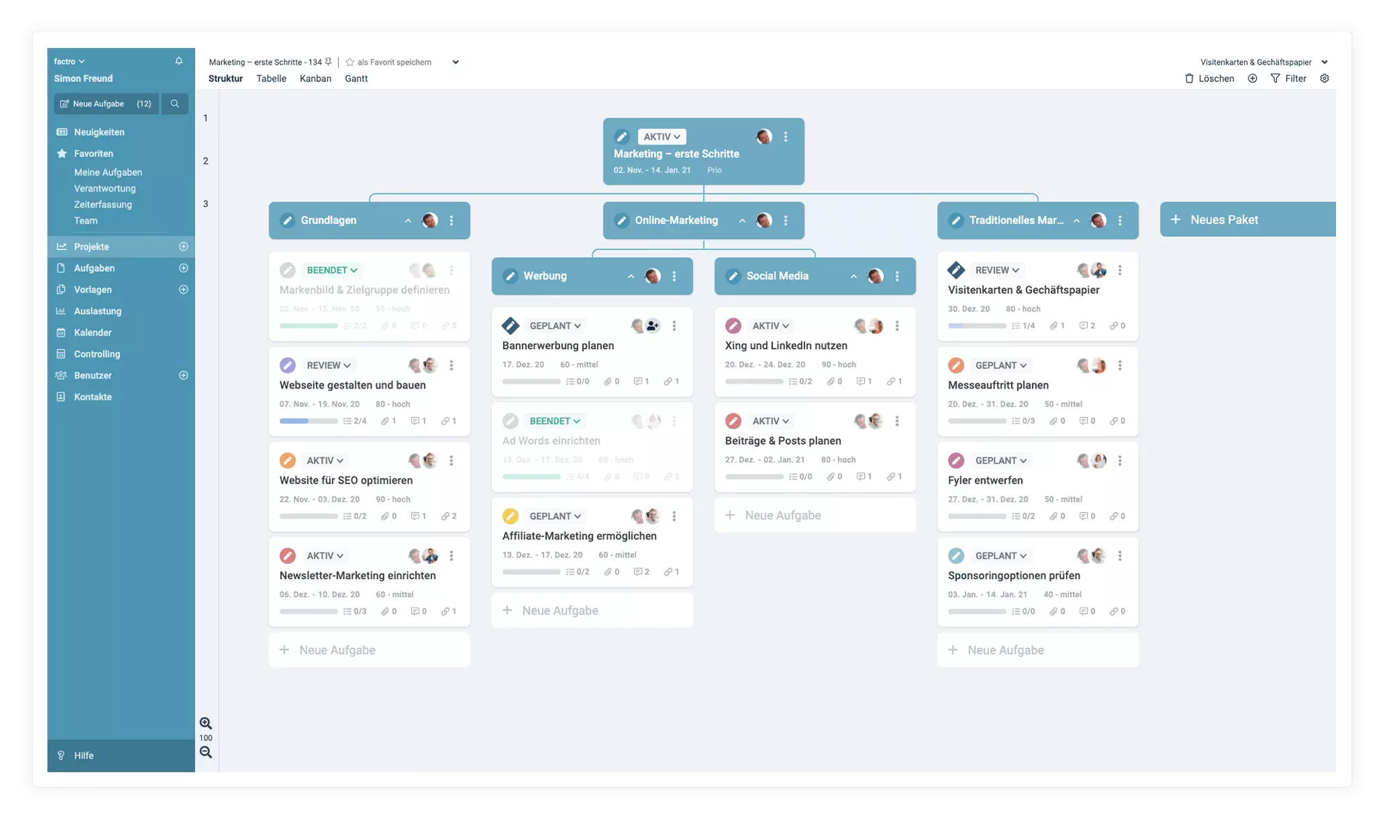factro Projektstrukturplan