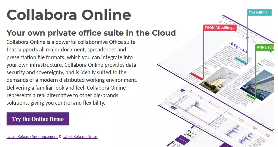 Screenshot von der Collabora-Website Screenshot von der Collabora-Website