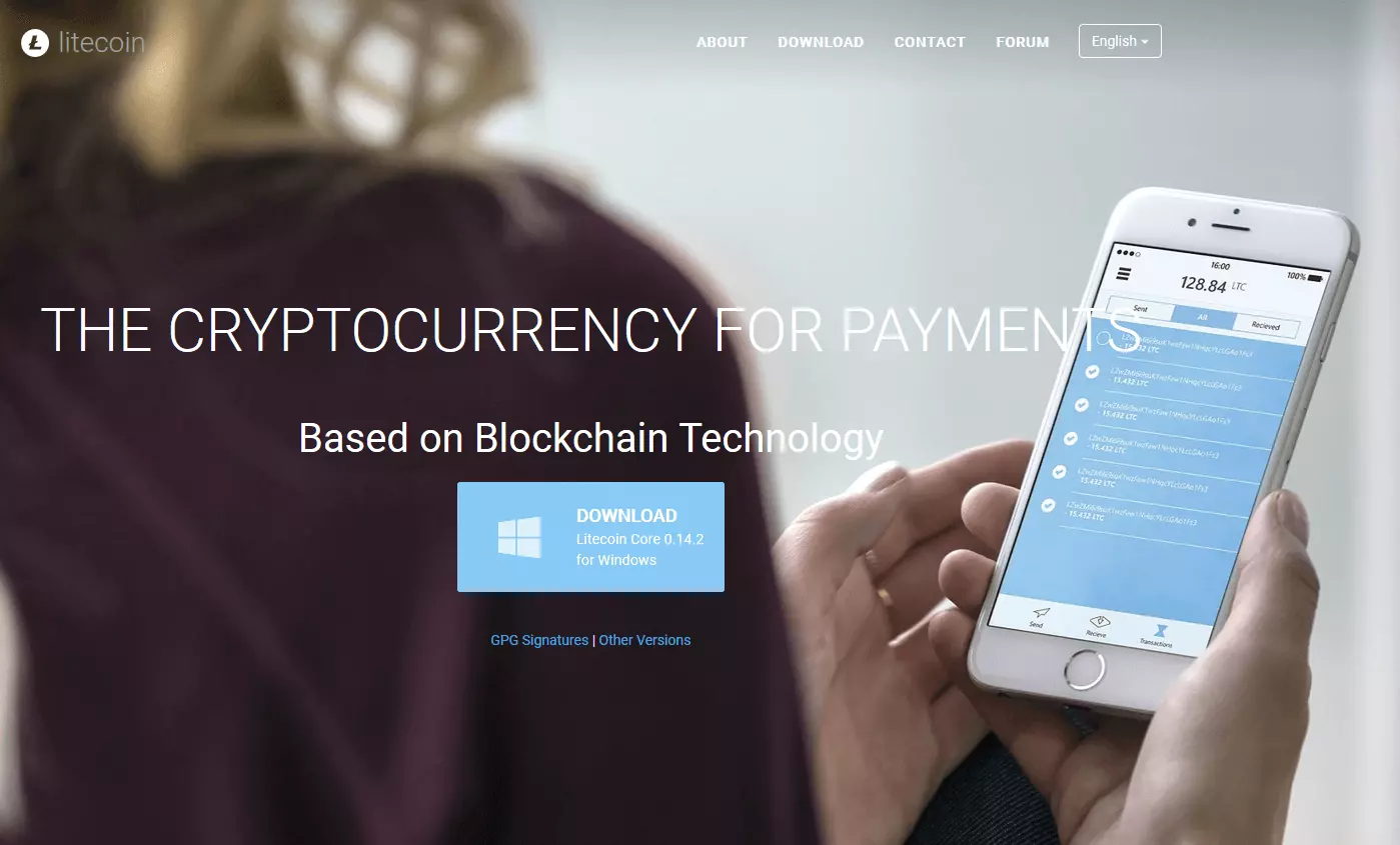 Screenshot der Website von Litecoin