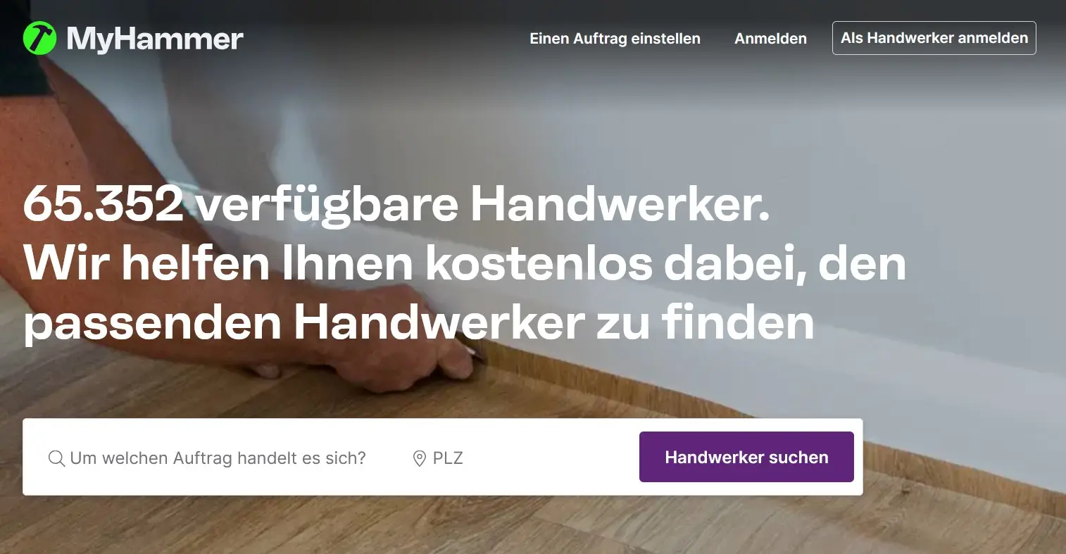 Bild: MyHammer Landingpage